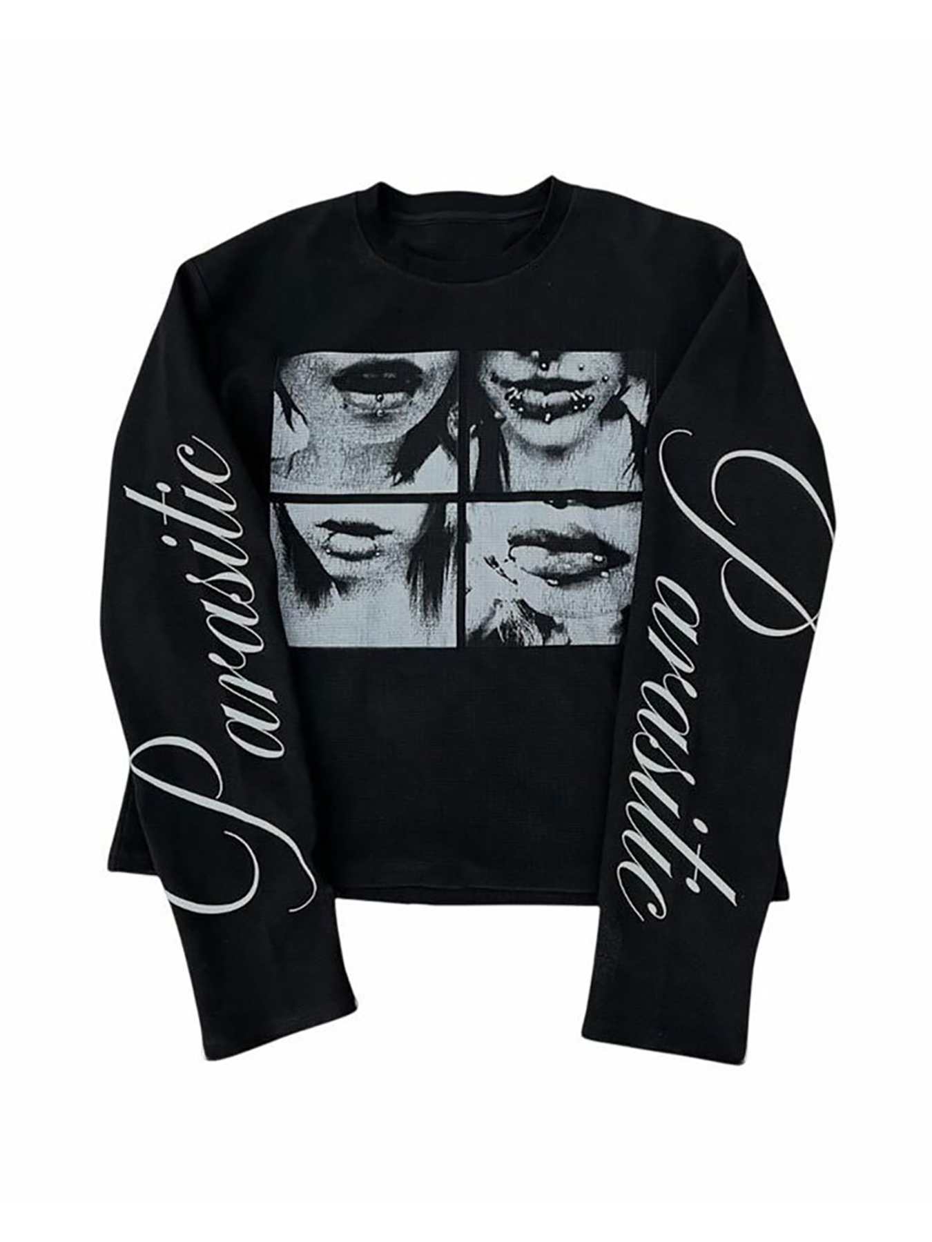 Fashion Streetwear - ダークスタイルストリートパンクユニセックス長袖シャツ、レトロミレニアムプリントTシャツ付き