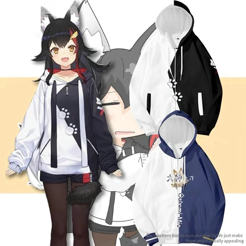 Fashion Streetwear - 新しい VTuber 大神ミオ 3D プリントパーカー男性女性長袖パーカートレーナーファッション原宿ジャケットコートコスプレ衣装