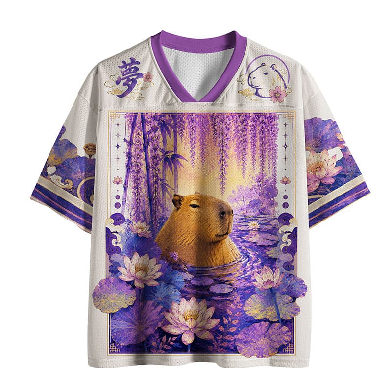 Street Fashion Dance - 2026年人気のVネックメッシュTシャツ、楽しいプリントの半袖Tシャツ、レトロストリートウェア、ゆったりとしたオーバーサイズスポーツメッシュTシャツ