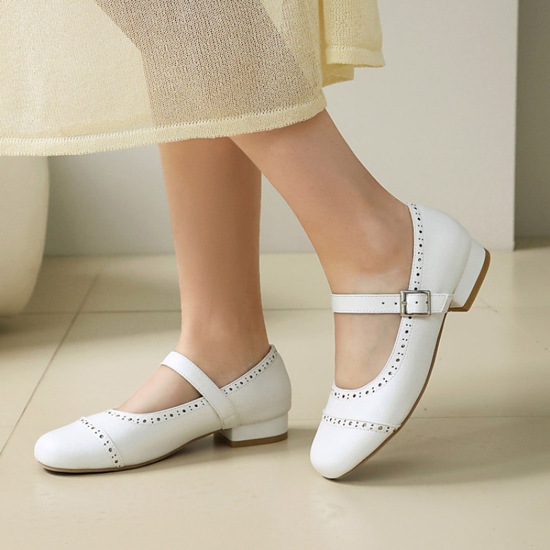 Street Fashion Shoes - 2026年春夏ファッション ピンク レディース ラウンドトゥ ローヒール 厚底シューズ