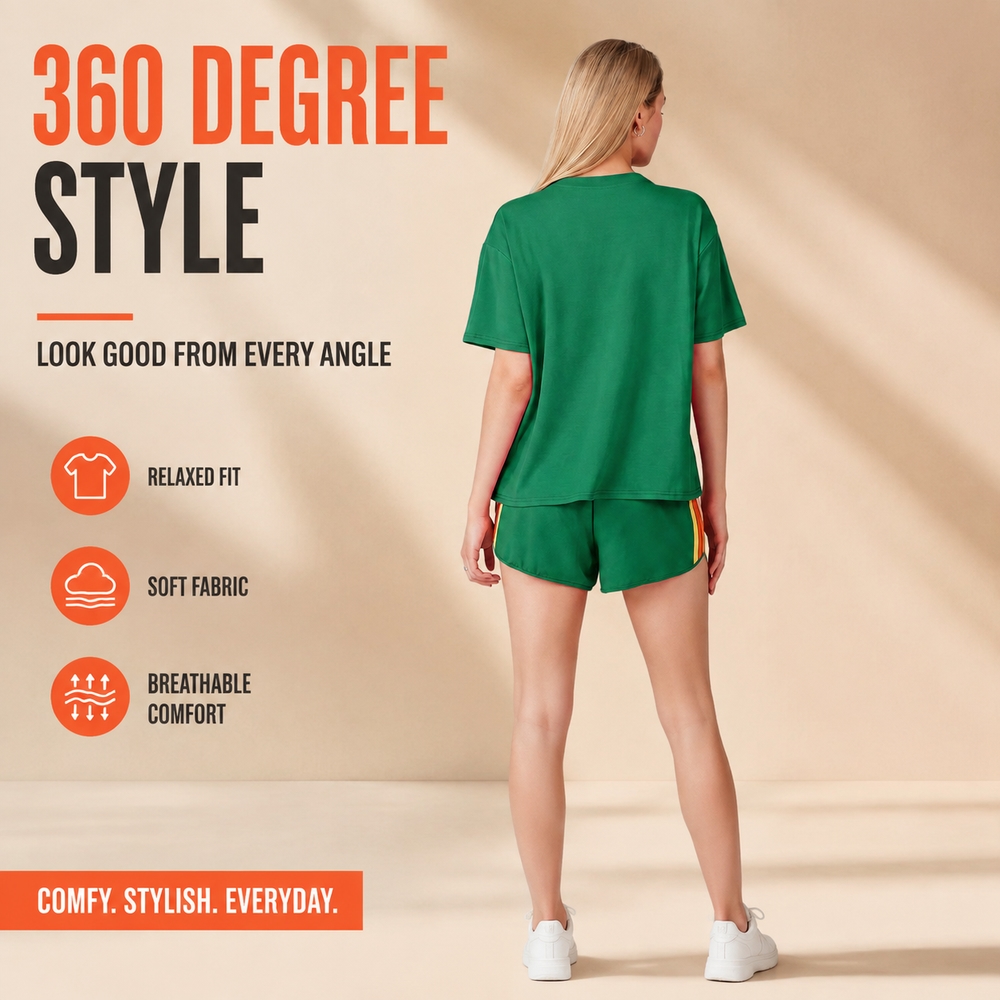 レディース 2ピーストラックスーツセット 半袖クルーネックT - Street Fashion Dance のレビューと価格