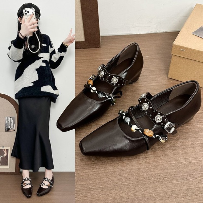 ニューレトロ メリージェーンシューズ レディース スクエアト - Street Fashion Styles のレビューと価格