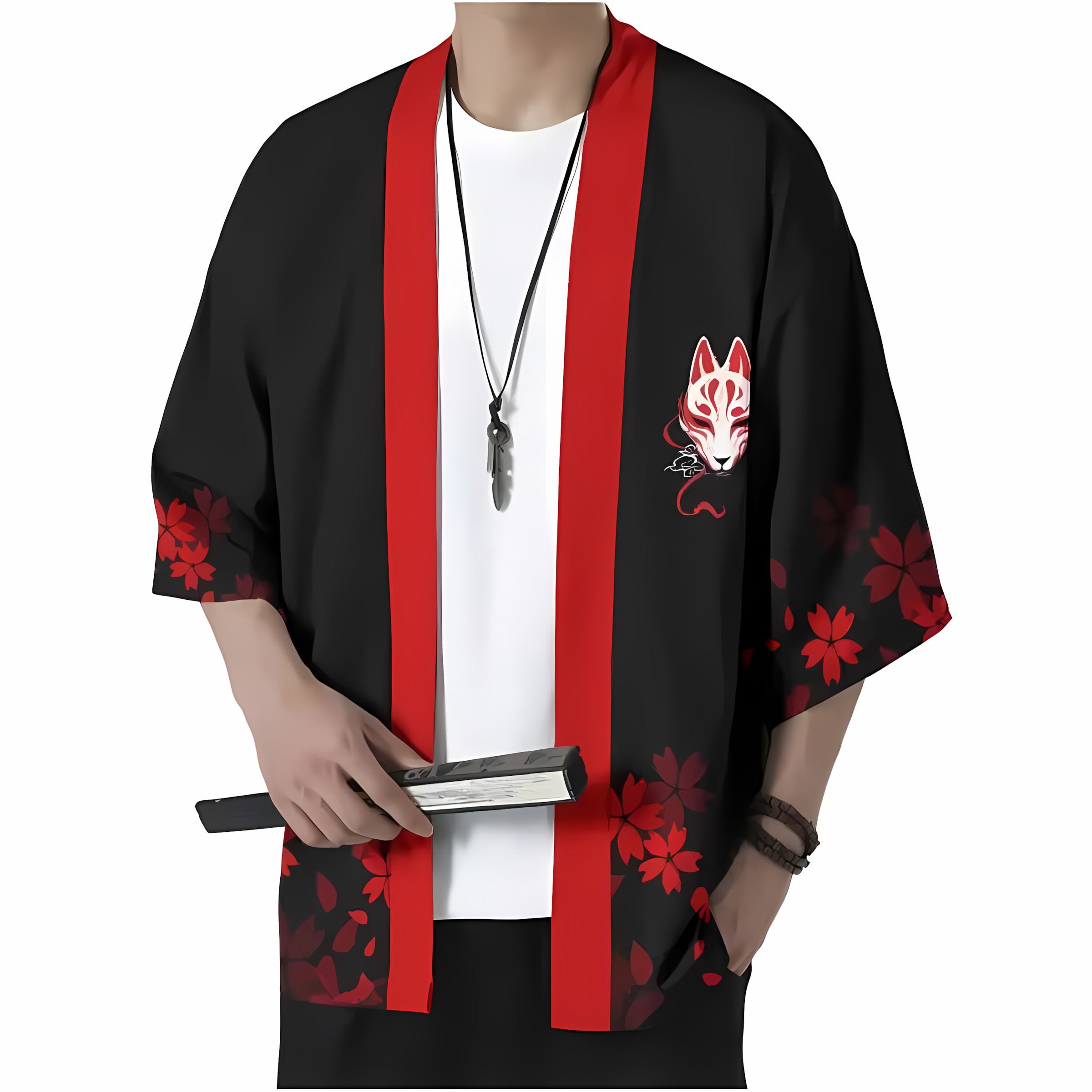 2026 夏の新スタイルメンズ着物 3D キツネマスクパター - Street Fashion Styles のレビューと価格