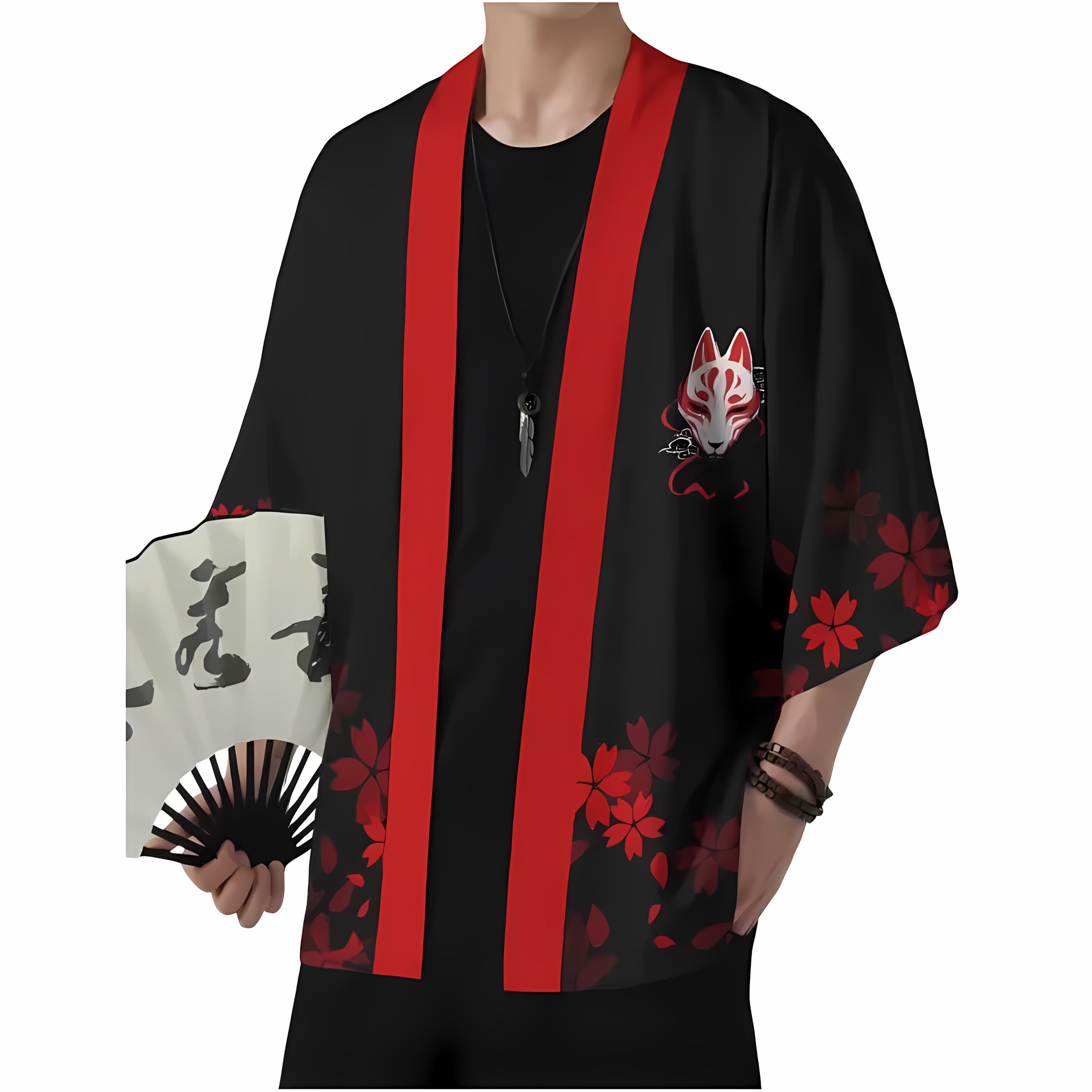2026 夏の新スタイルメンズ着物 3D キツネマスクパター - Street Fashion Styles のレビューと価格
