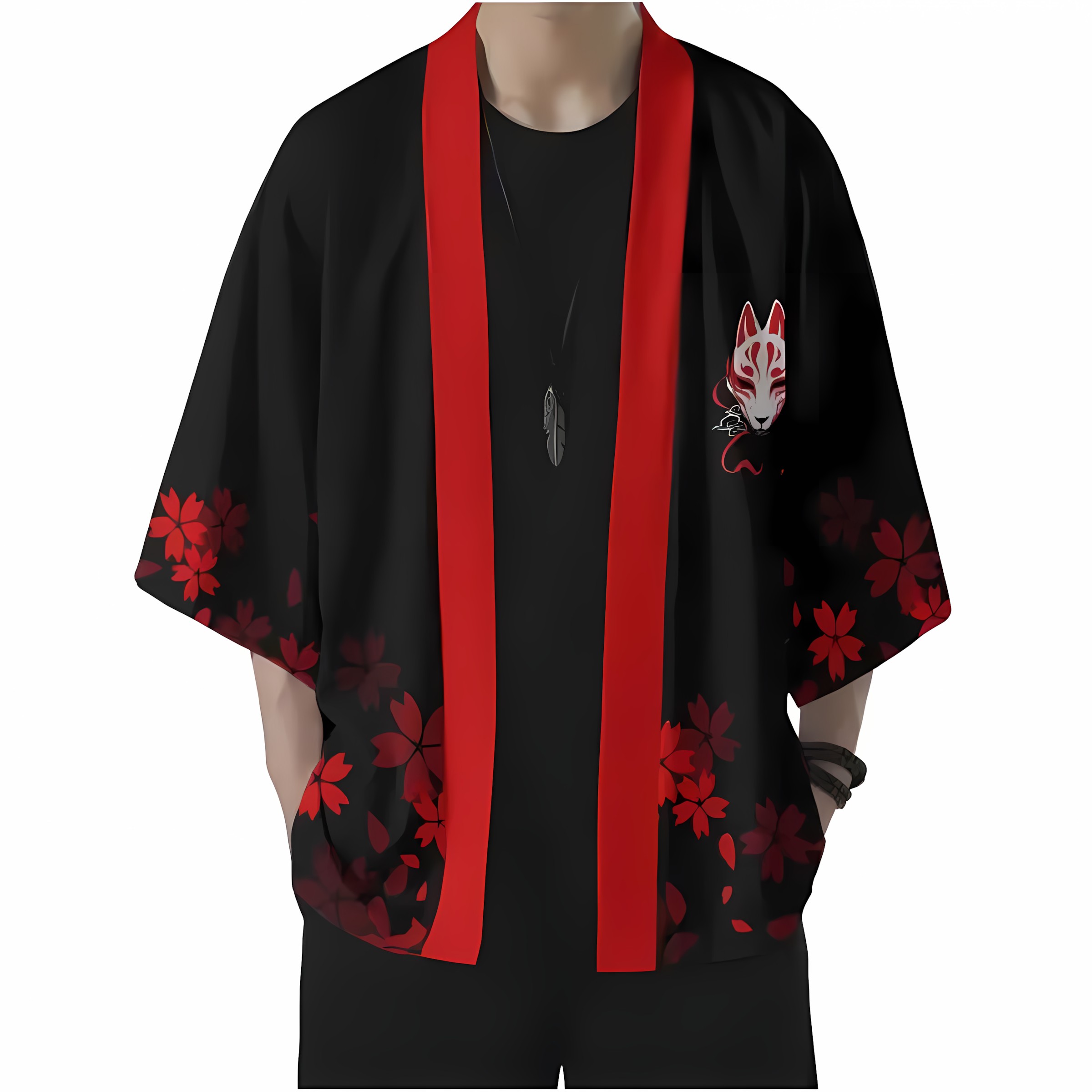 2026 夏の新スタイルメンズ着物 3D キツネマスクパター - Street Fashion Styles のレビューと価格