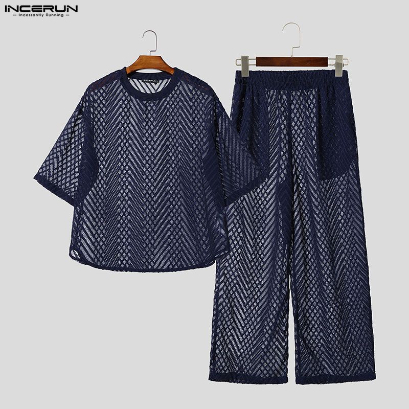 INCERUN メンズセット シースルーメッシュ半袖Tシャツ - Street Fashion Dance のレビューと価格