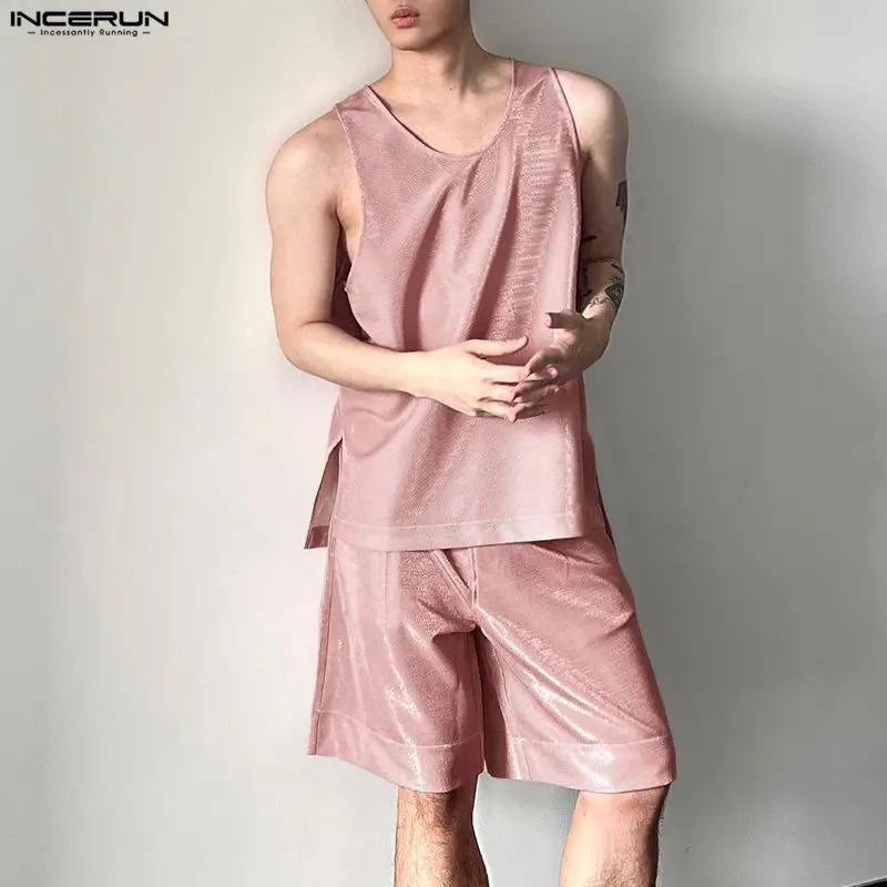 INCERUN メンズセット光沢のある固体 O ネックノース - Fashion Streetwear のレビューと価格
