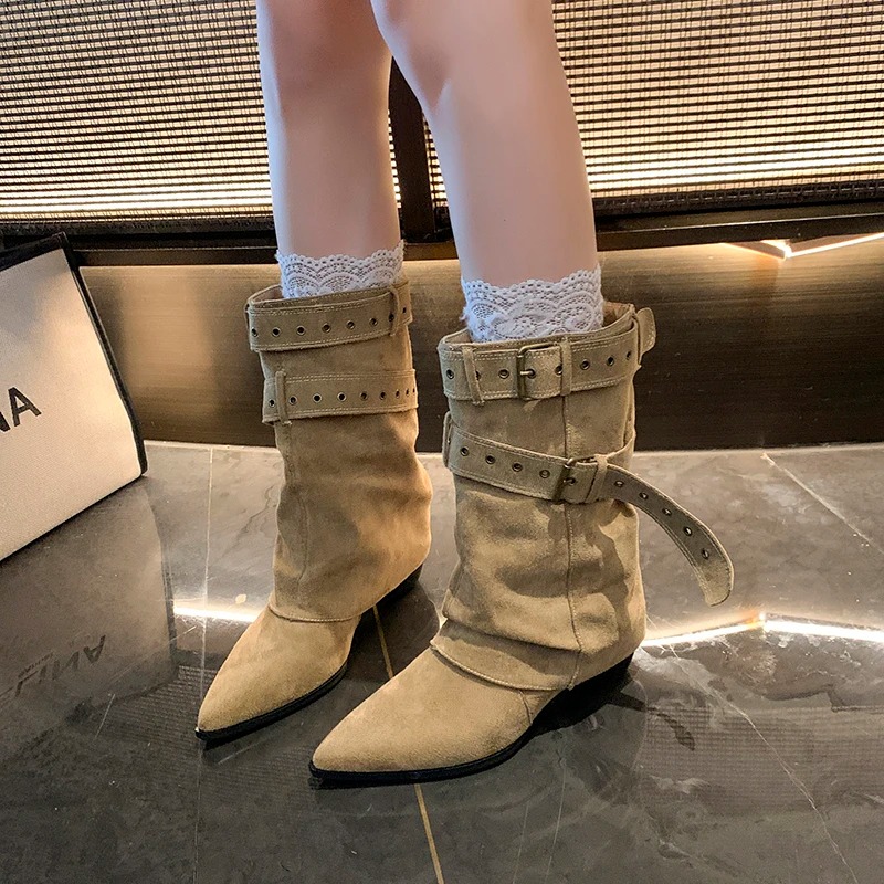 2025年 ポインテッドトゥ レディース ウィンターブーツ  - Street Fashion Dress のレビューと価格