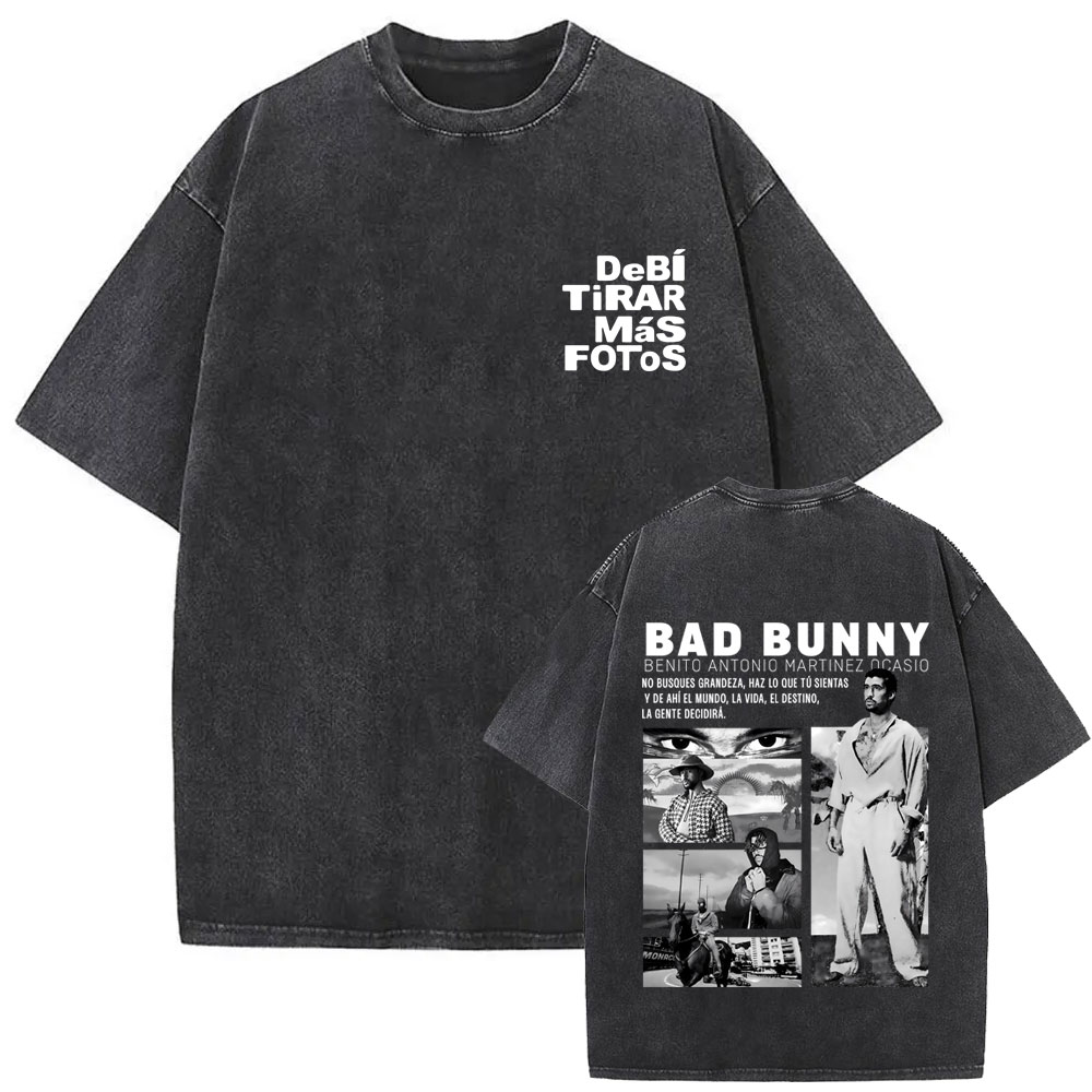 ラッパー バッドバニー ヴィンテージ ウォッシュド Tシャツ - Foto Street Fashion のレビューと価格