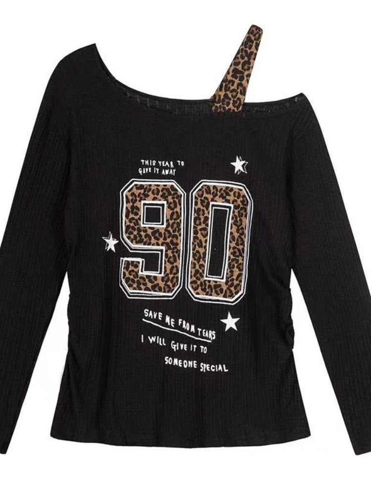 Y2K パッチワーク ヒョウ柄 Tシャツ レディース ルーズ - Fashion Streetwear のレビューと価格