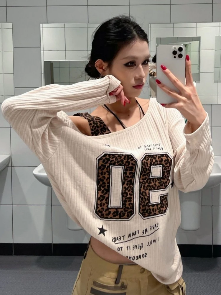 Y2K パッチワーク ヒョウ柄 Tシャツ レディース ルーズ - Fashion Streetwear のレビューと価格