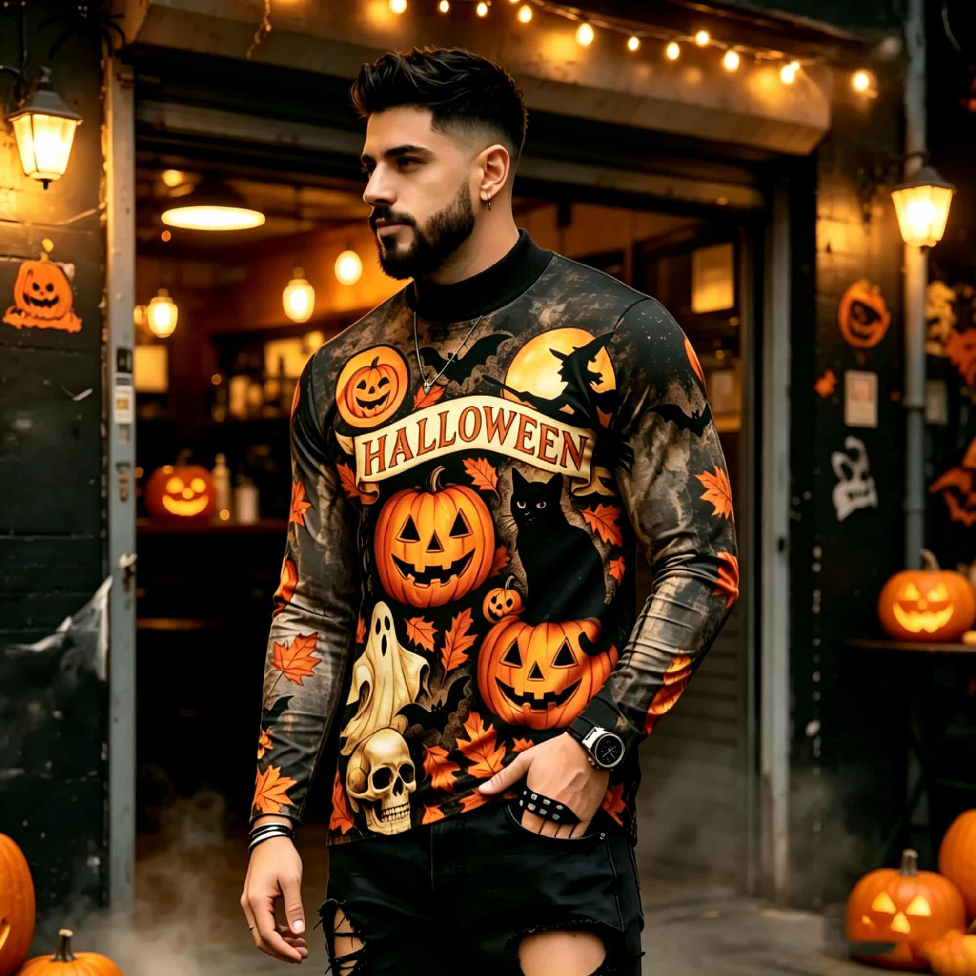 カジュアルファッションストリートスタイル ハロウィンプリント - Street Fashion In China のレビューと価格