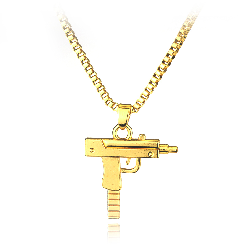 トレンディな Uzi 銃型ペンダントネックレス ゴシックパン - Street Fashion Dance のレビューと価格
