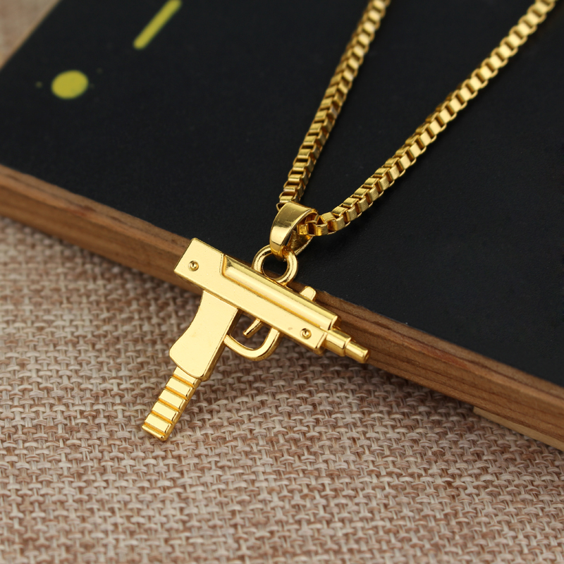 トレンディな Uzi 銃型ペンダントネックレス ゴシックパン - Street Fashion Dance のレビューと価格